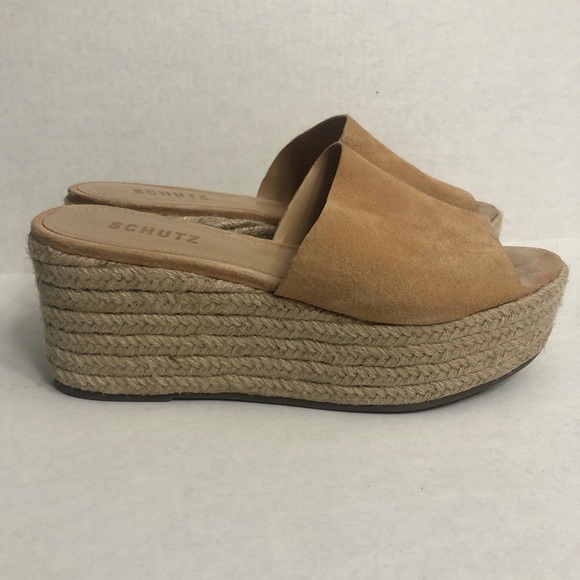 Schutz Thalia Espadrille Platform Wedge Slide Sandals - Picture 1 of 9